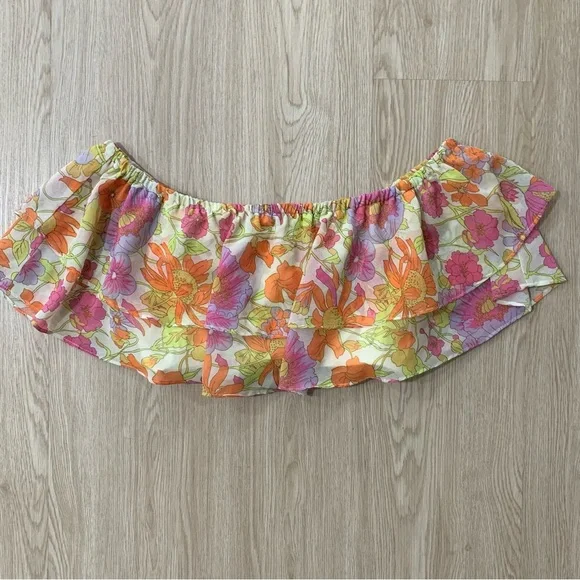 Ruffle floral chiffon crop top nwot - Picture 4 of 4